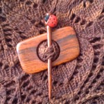 Ladybug Wooden Shawl Pin